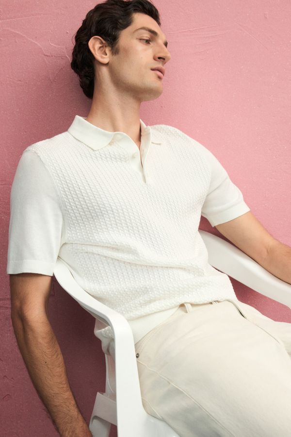 Camiseta estilo polo Slim Fit en tejido trenzado