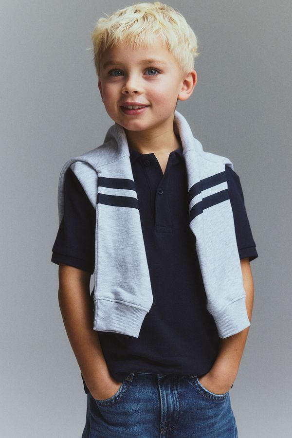 Camiseta estilo polo en piqué de algodón