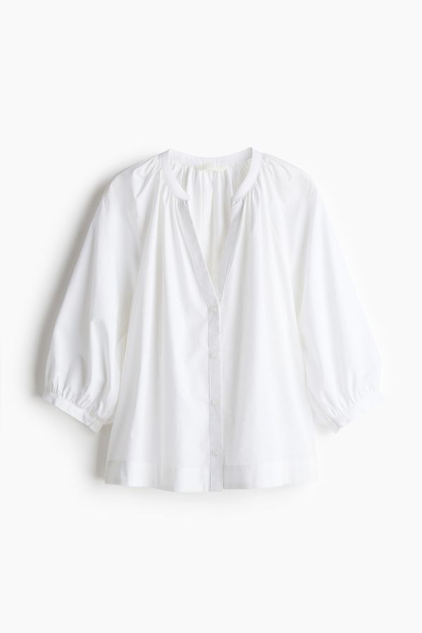 Blusa de popelina con mangas globo