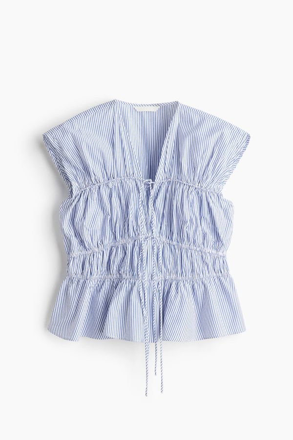 Blusa de popelina con cordón de ajuste