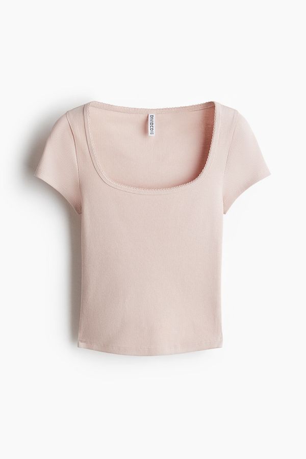 Camiseta en punto acanalado con ribete de picot