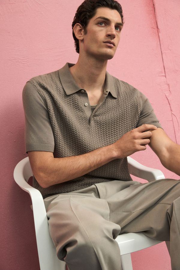 Camiseta estilo polo Slim Fit en tejido trenzado