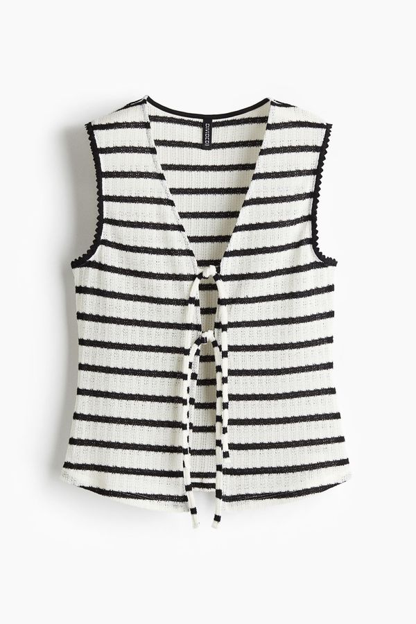 Blusa en tejido de punto con tiras de anudar