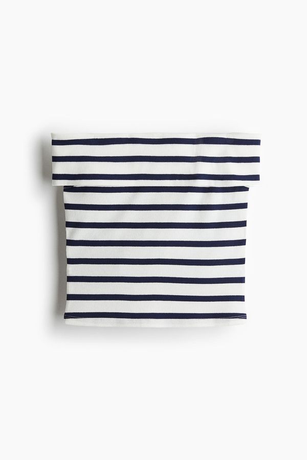 Top off-the-shoulder acanalado