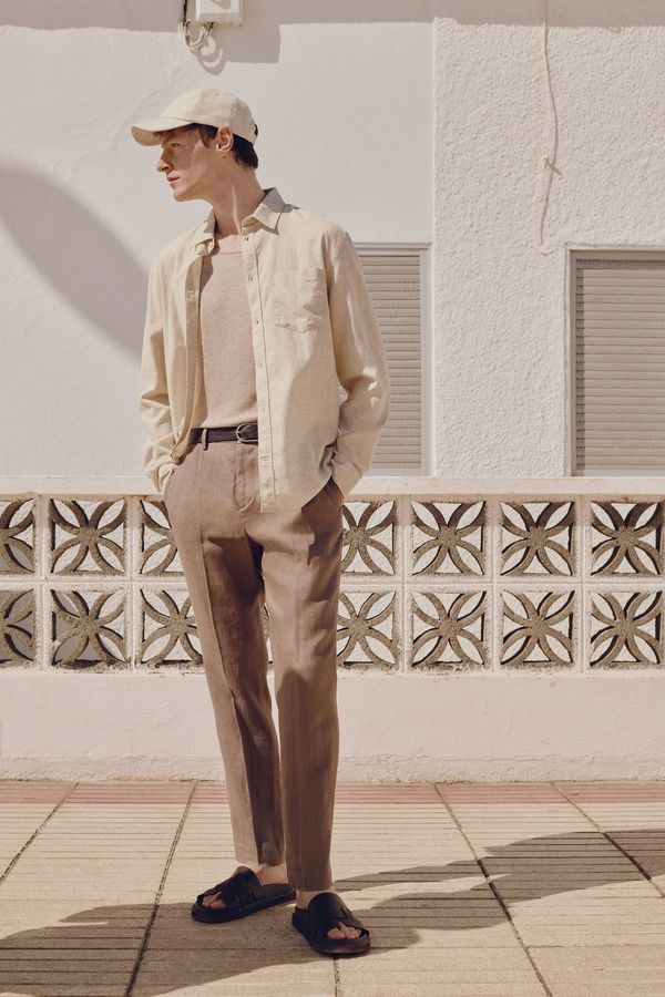 Camisa en mezcla de lino Regular Fit