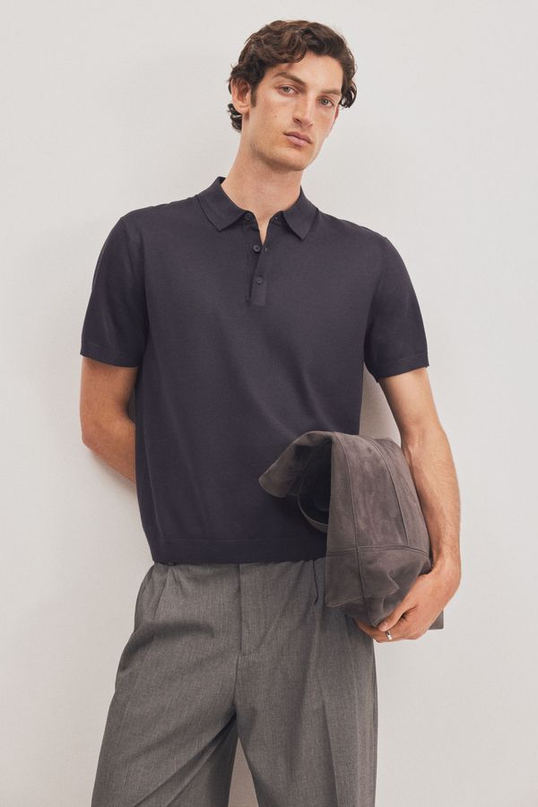Camiseta estilo polo en tejido fino Regular Fit