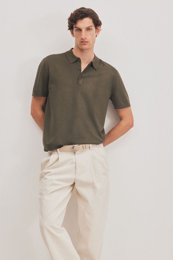 Camiseta estilo polo en tejido fino Regular Fit