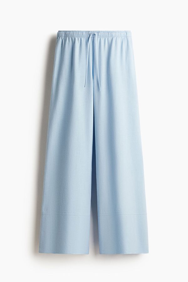 Pantalón en mezcla de lino con cordón de ajuste