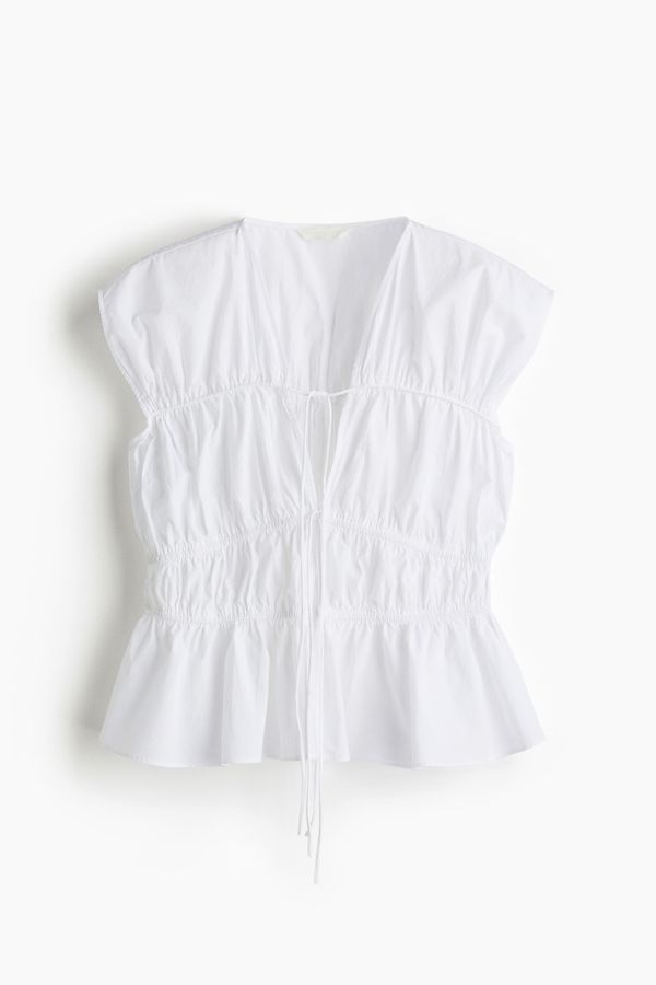 Blusa de popelina con cordón de ajuste