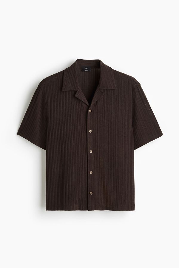 Camisa resort en tejido acanalado Loose Fit