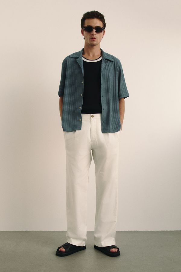 Camisa resort en tejido acanalado Loose Fit