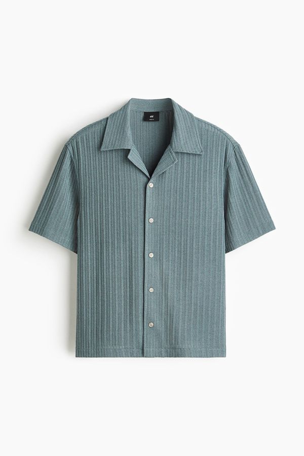 Camisa resort en tejido acanalado Loose Fit