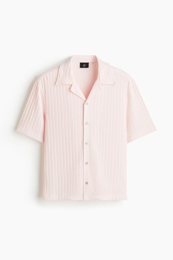 Camisa resort en tejido acanalado Loose Fit