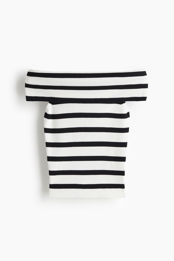 Blusa off-the-shoulder en tejido acanalado