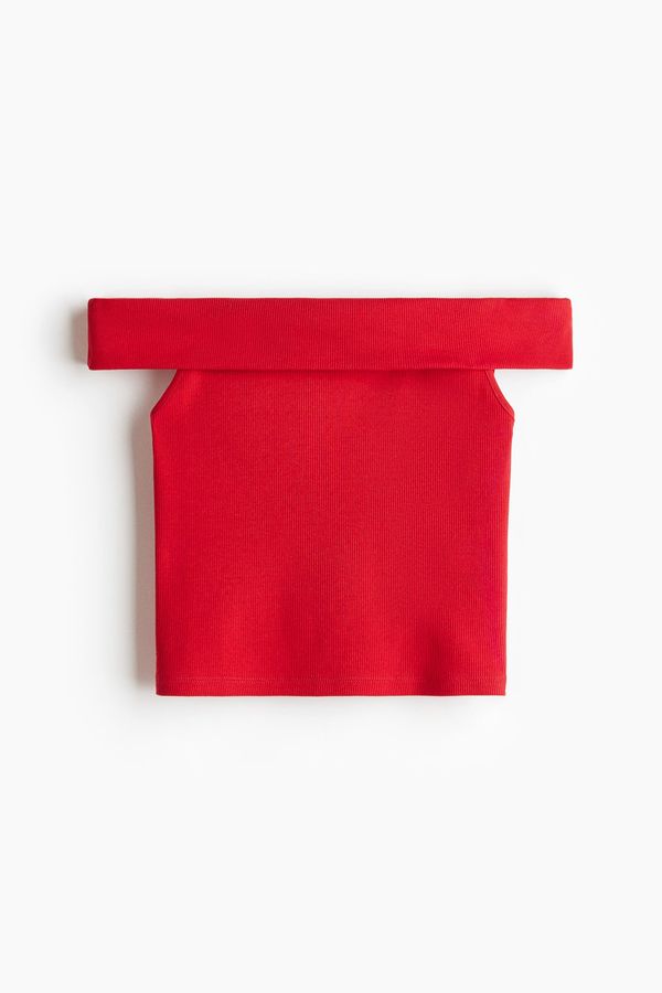 Top off-the-shoulder acanalado