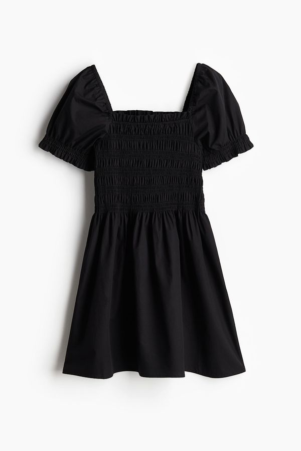 Vestido enresortado en popelina