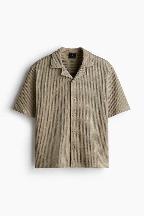 Camisa resort Loose Fit en tejido gofrado
