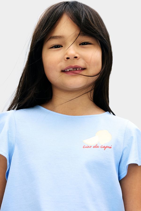 Camiseta en algodón con manga de volante