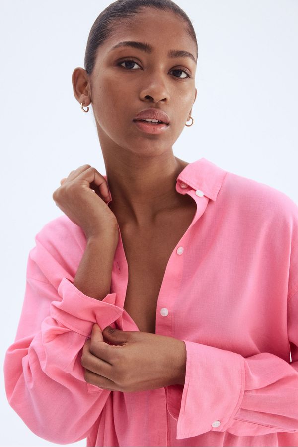 Camisa oversize en mezcla de lino