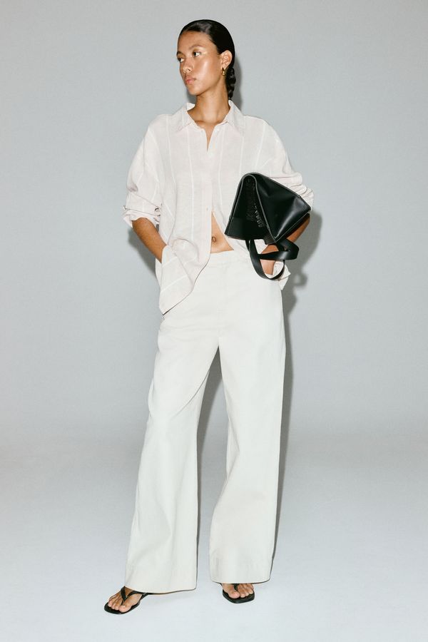 Camisa oversize en mezcla de lino