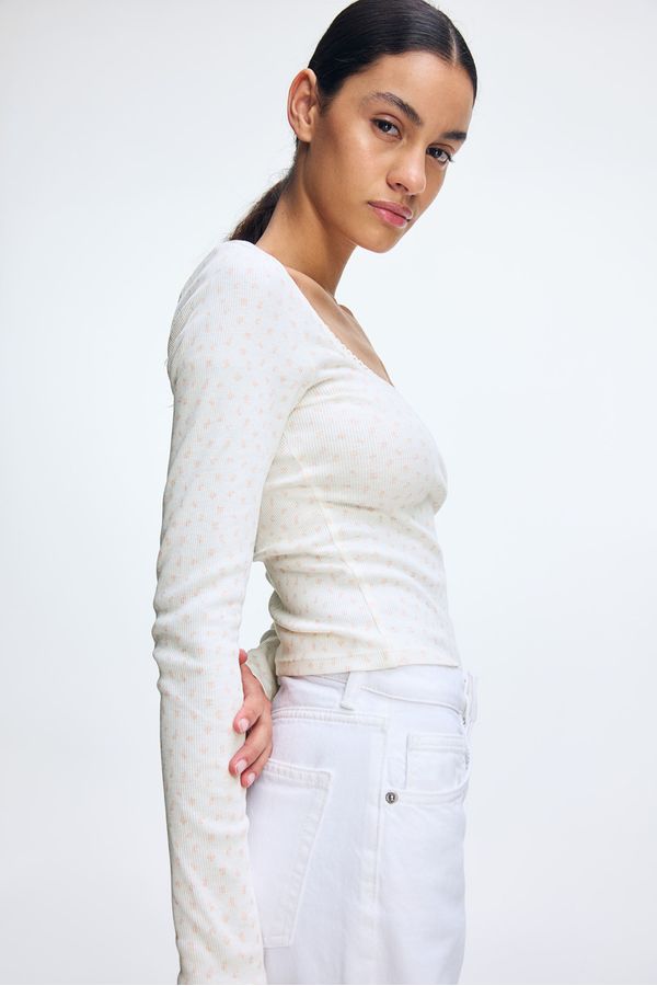 Blusa de algodón con ribete de picot