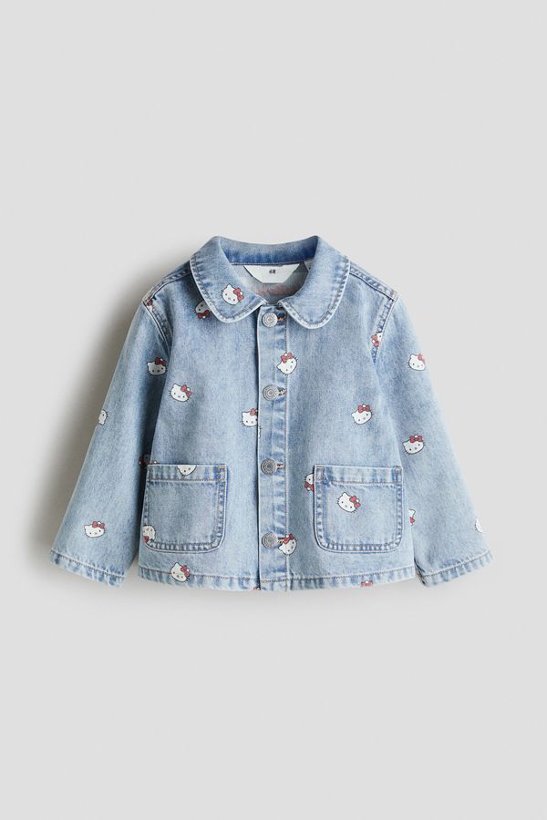 Chaqueta en denim de algodón estampada