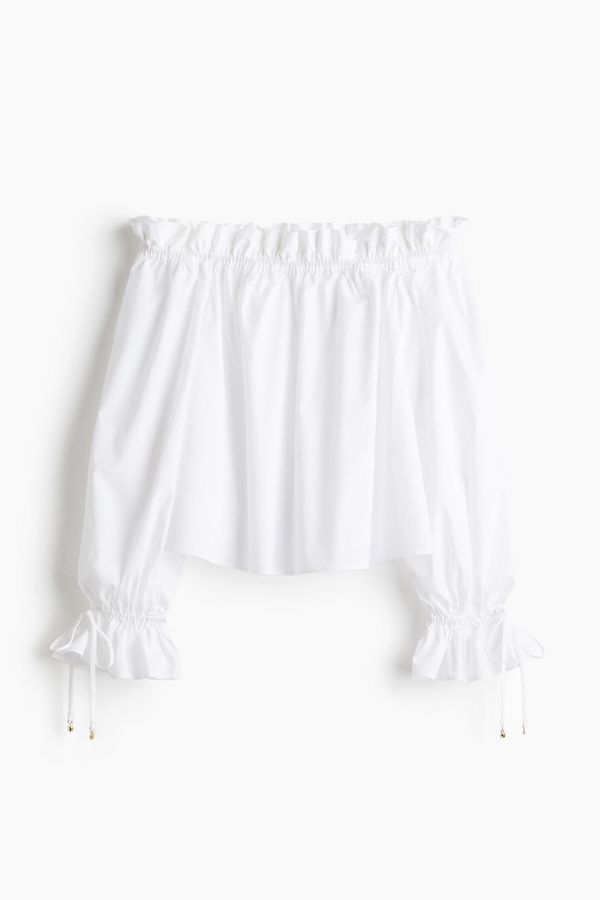 Blusa off-the-shoulder de popelina