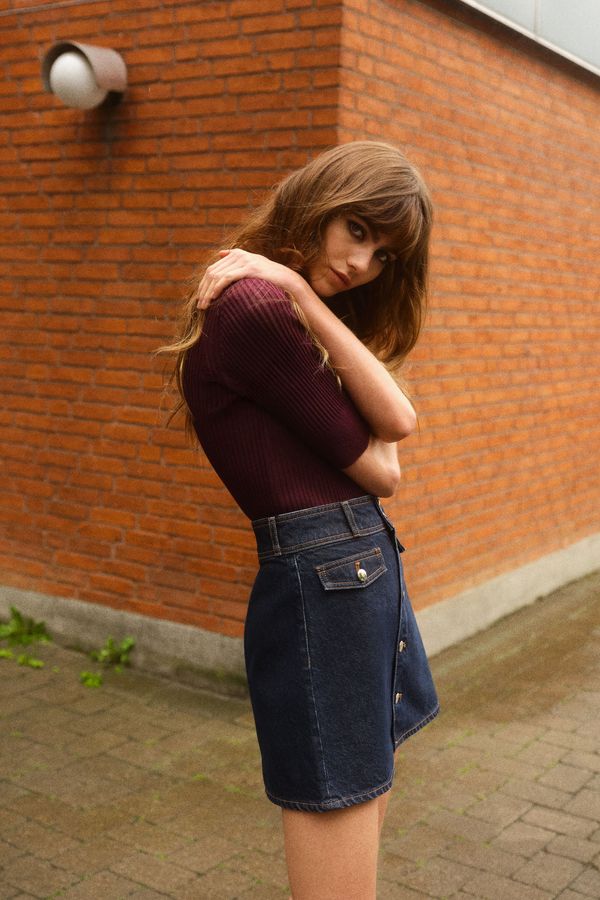 Minifalda línea A en denim