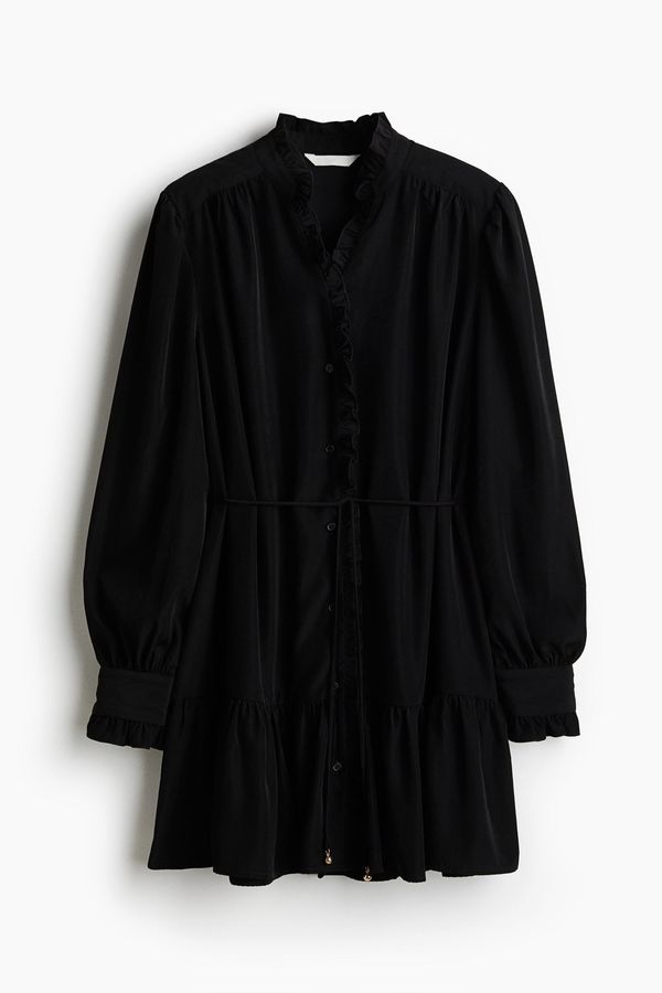 Frill-trimmed shirt dress