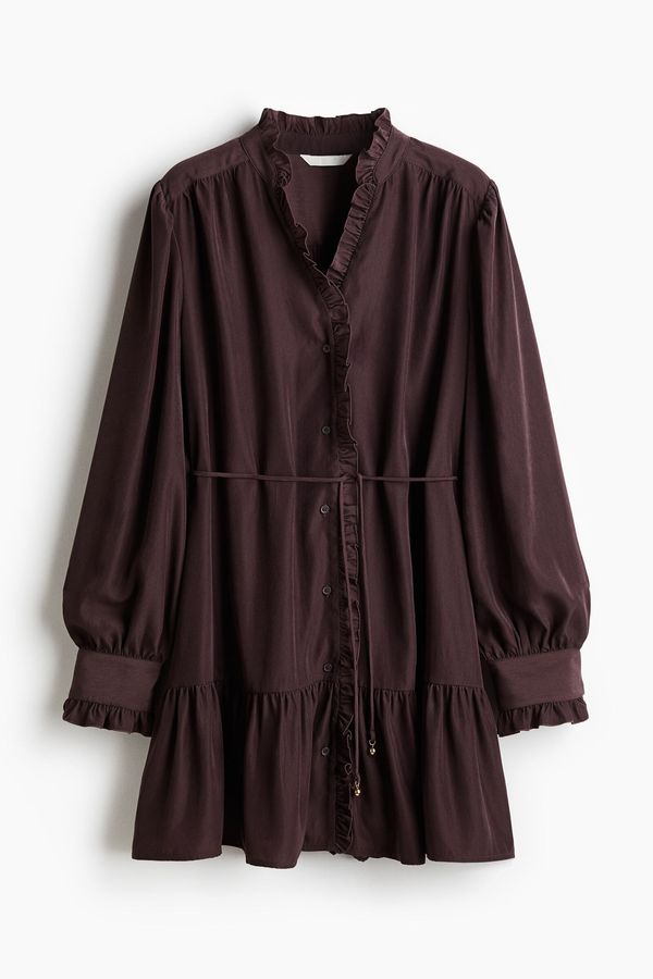 Frill-trimmed shirt dress