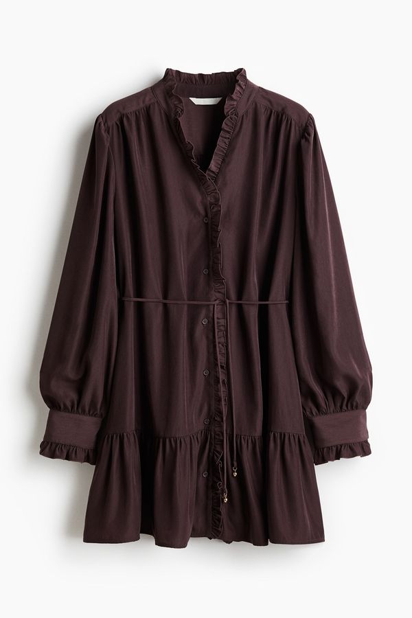Frill-trimmed shirt dress