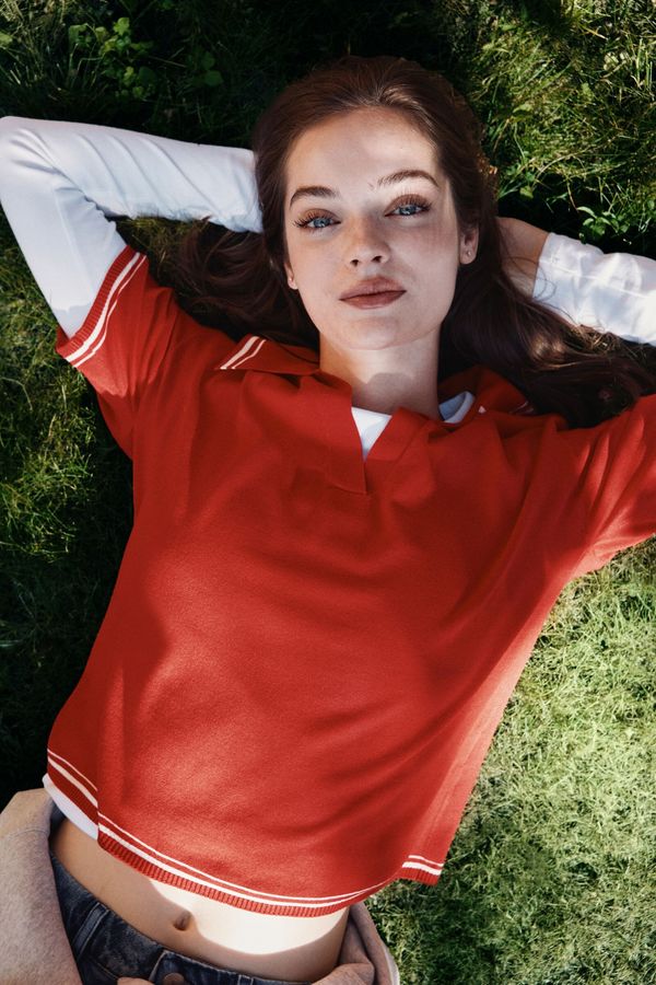 Camiseta estilo polo oversize en tejido fino